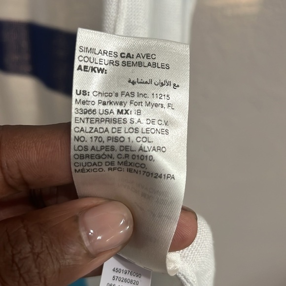 Chico’s ZENERGY Striped Cardigan Blue White 3/4 Sleeves Chico’s Size 2/Large - Picture 10 of 12